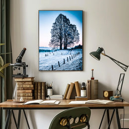 Majestic Winter Tree Scenic Landscape Art Poster