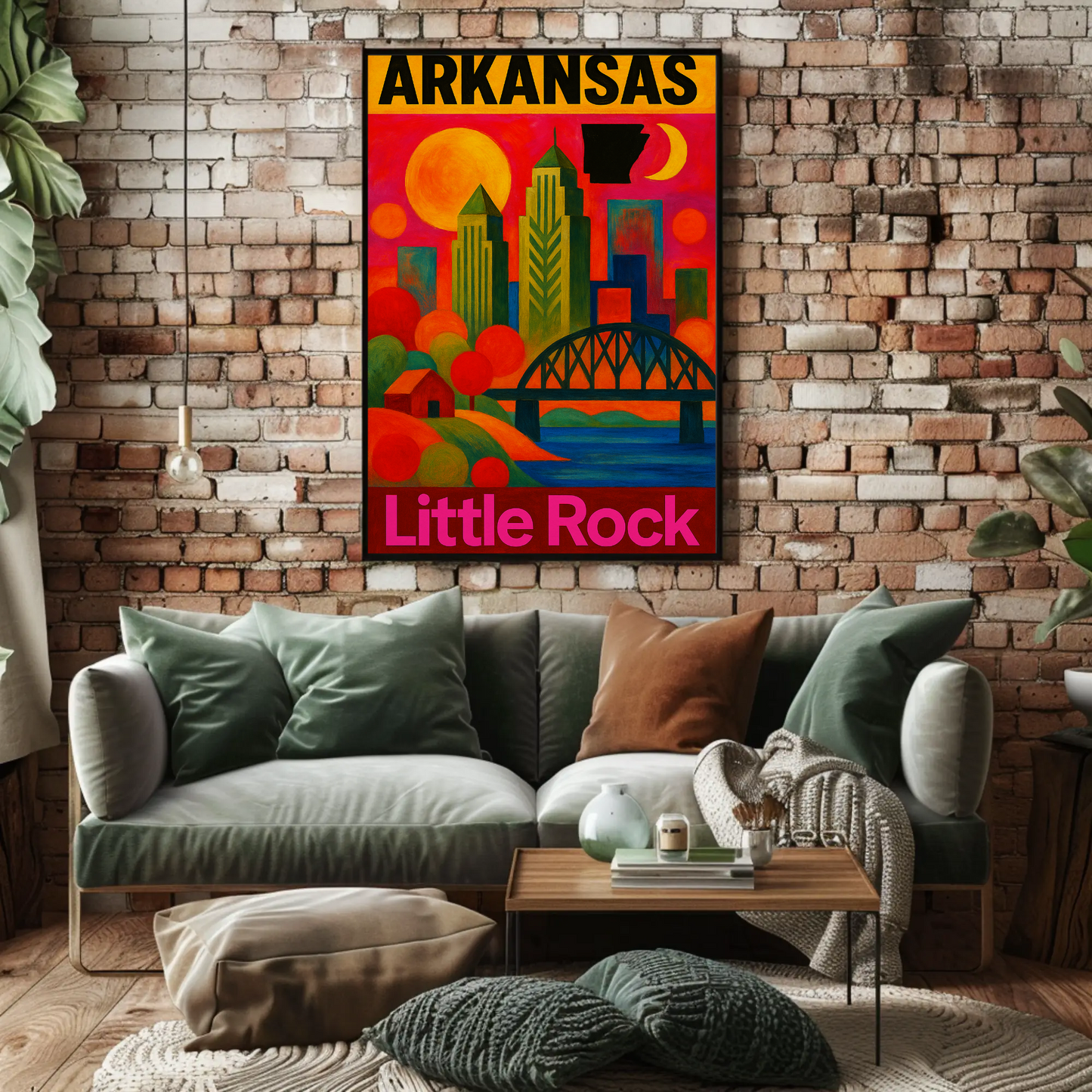 Arkansas Little Rock Skyline Vintage Travel Poster Art