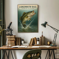 Largemouth Bass  Leaping Out of the Water Poster PosterGoat