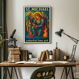 St. Michael Colorful Line Art Poster