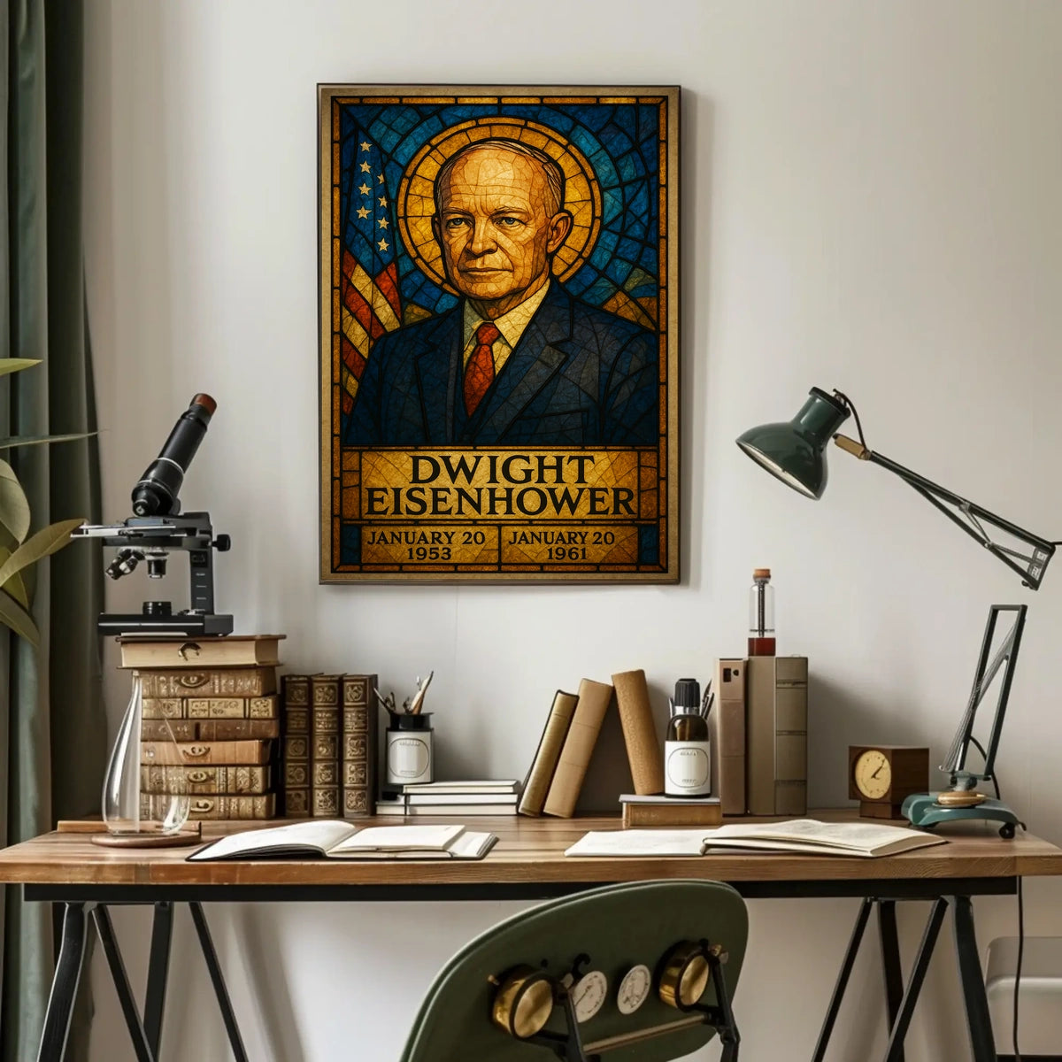 Stained Glass Presidential Portrait Patriotic Historical or Presidential Poster