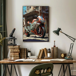Urban Motorcycle Art Poster PosterGoat