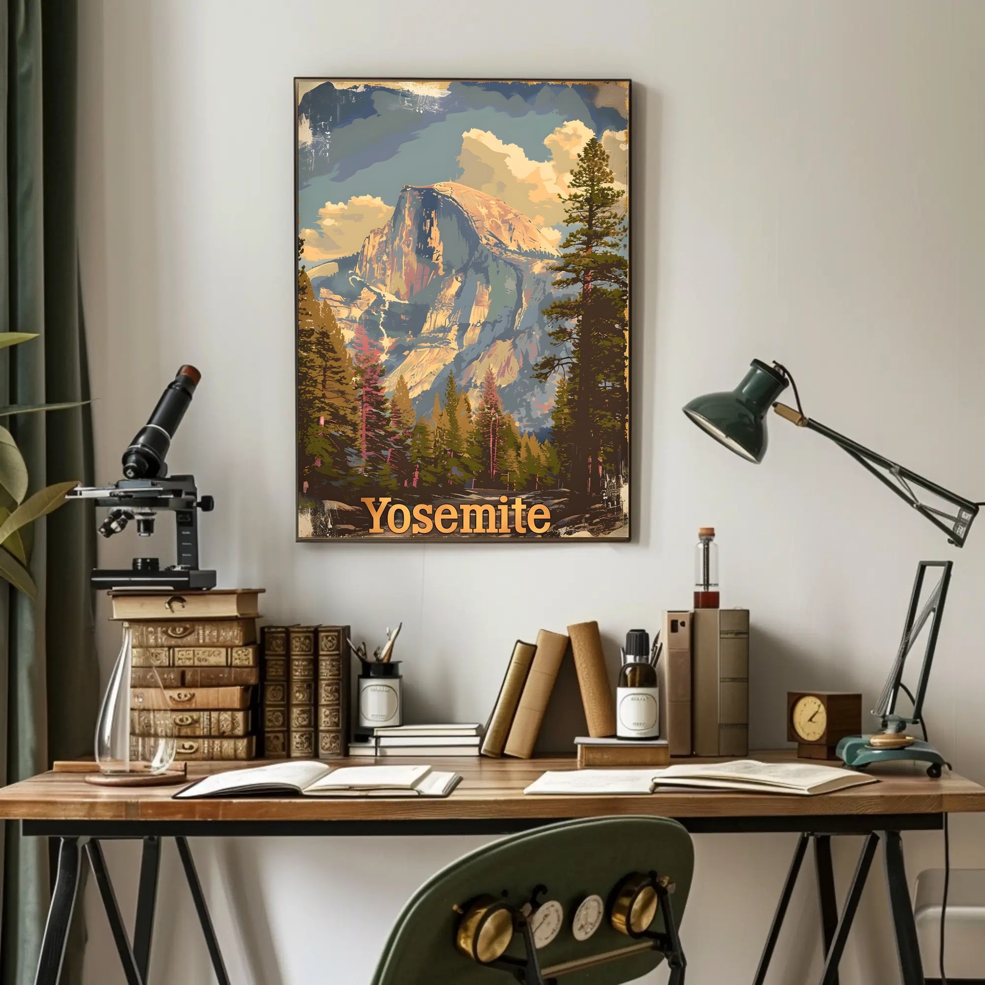 Vintage Yosemite Half Dome National Park Poster