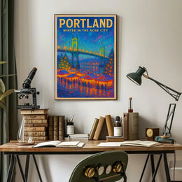 Portland Winter In The Rose City Poster