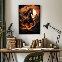 Majestic Stallion In Fiery Landscape Poster