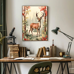 Majestic Deer In Autumn Forest Poster