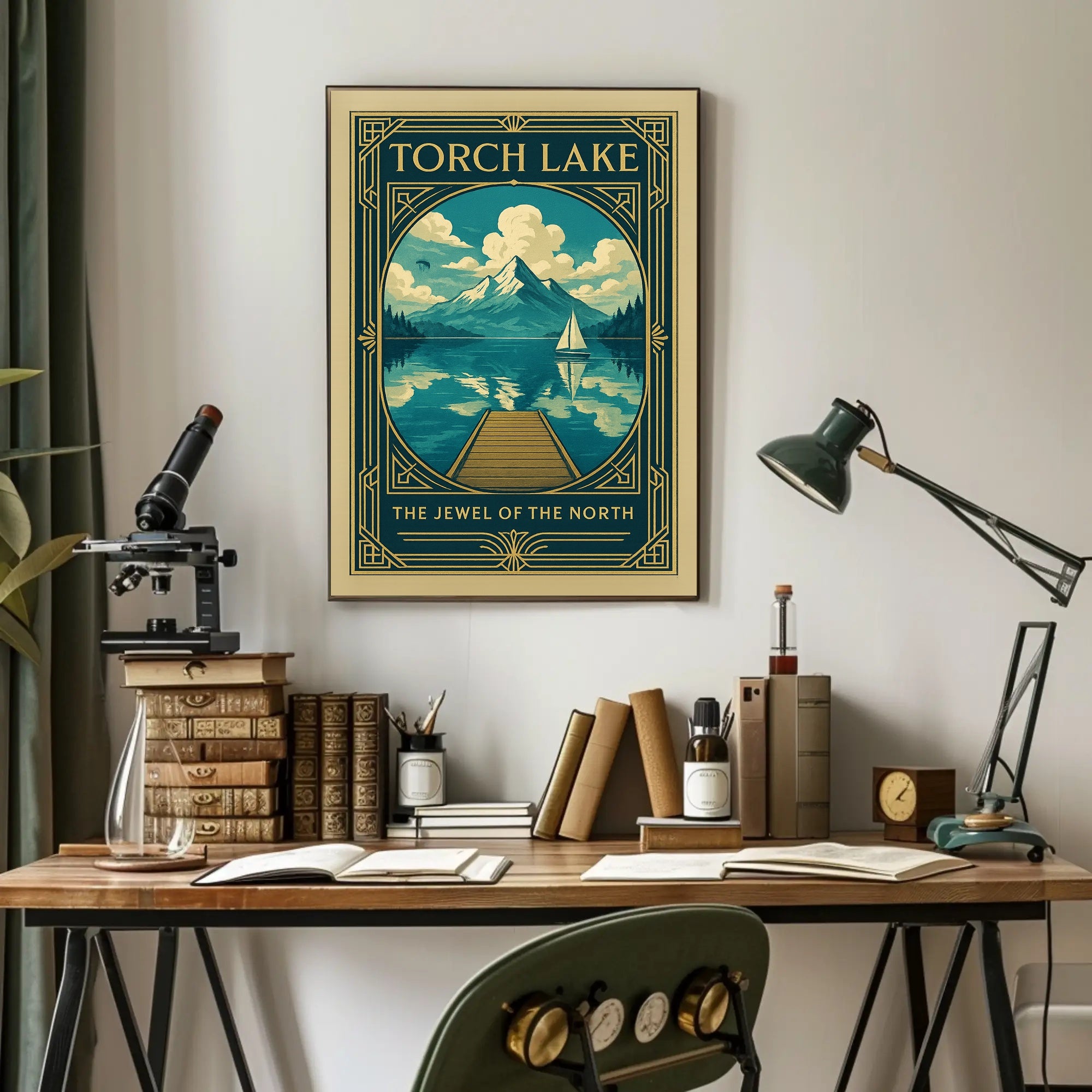 Torch Lake Vintage Travel Poster