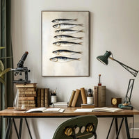 School Of Fish Poster Minimalist Coastal Wall Art