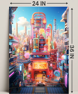 Neon Cityscape Poster