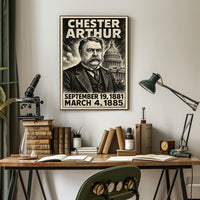 Chester A. Arthur 21st President of the United States B & W Comic Sketch Poster