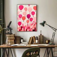 Hot Air Balloons Poster Whimsical Travel Wall Art Print