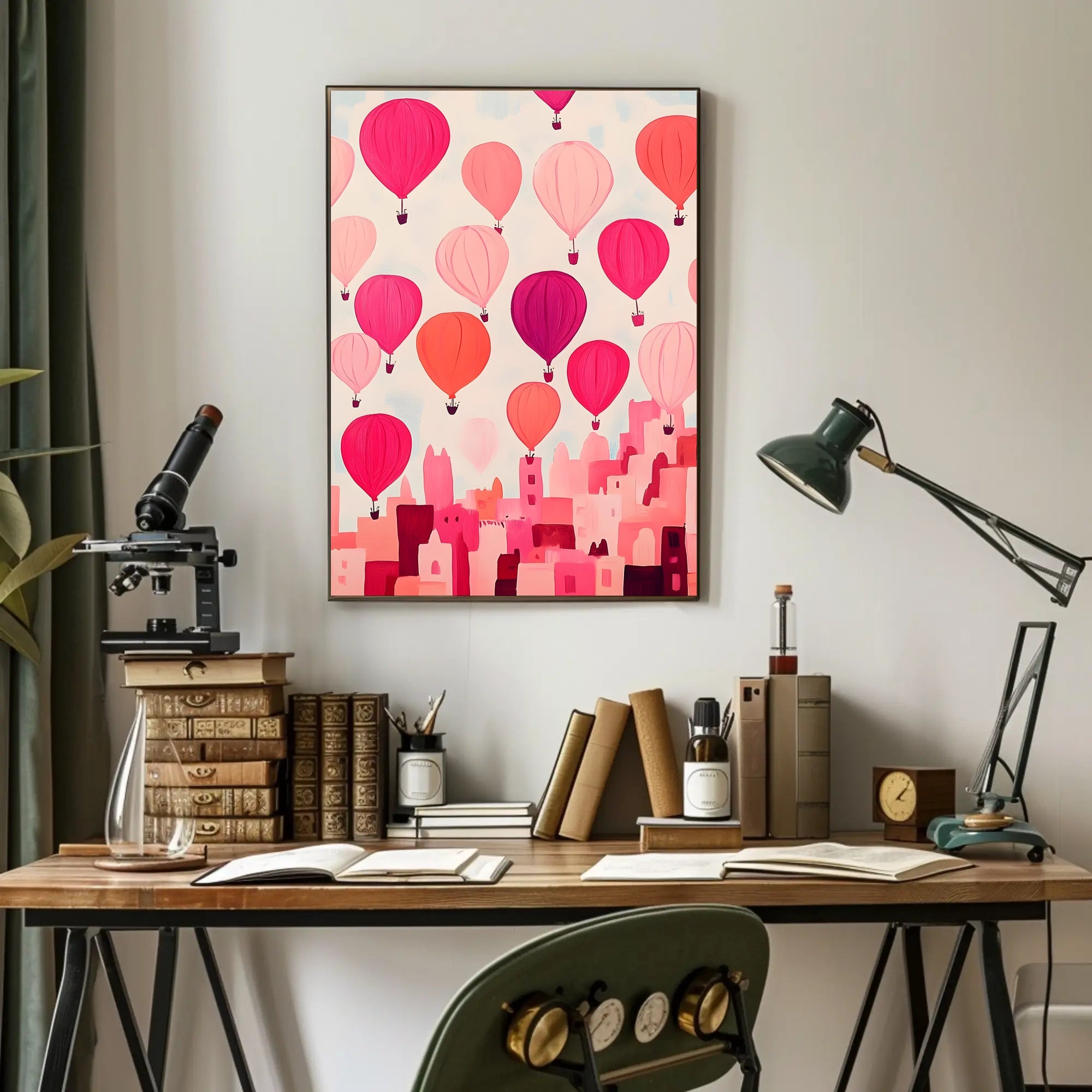 Hot Air Balloons Poster Whimsical Travel Wall Art Print