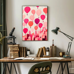 Hot Air Balloons Poster Whimsical Travel Wall Art Print