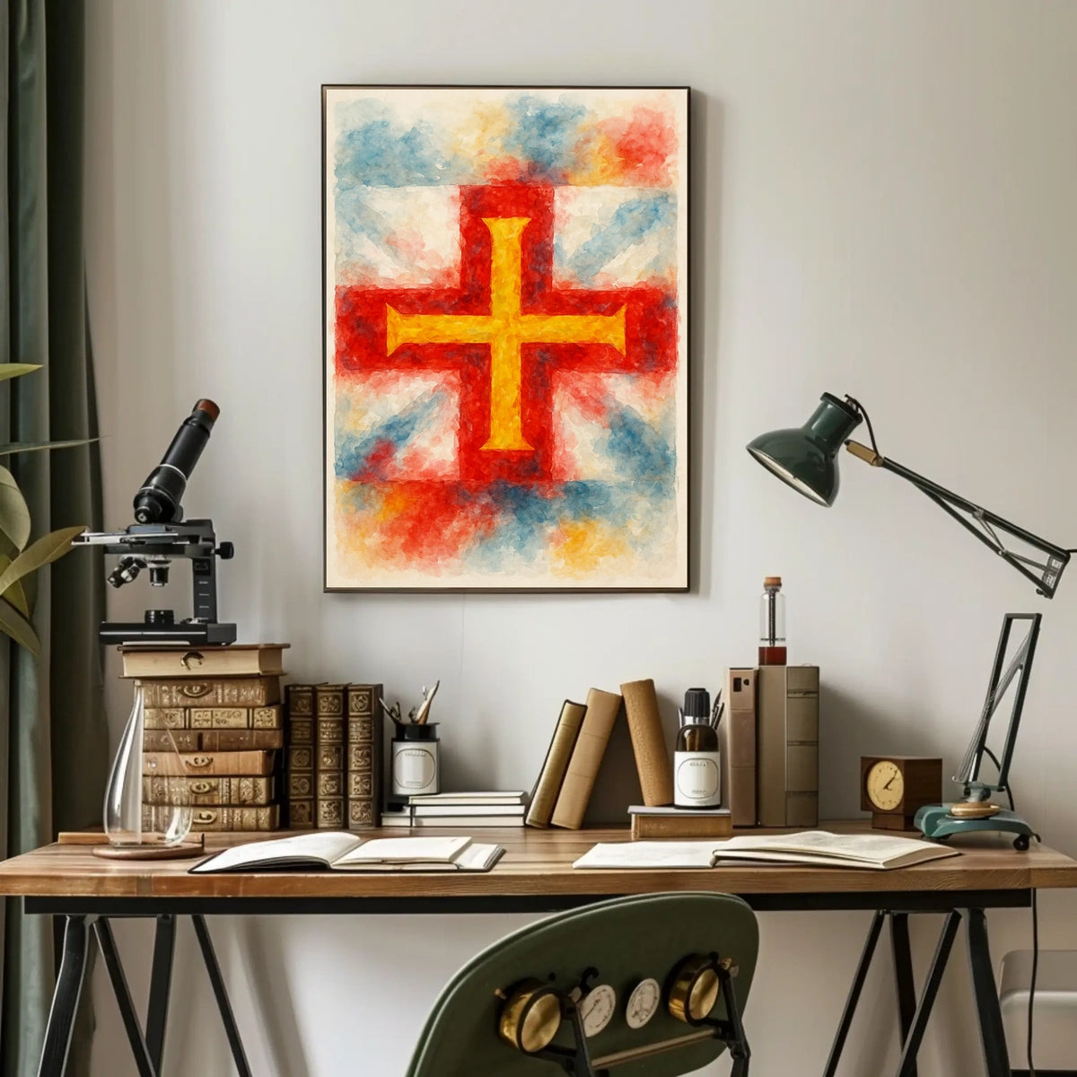 Abstract Cross in Watercolor Poster