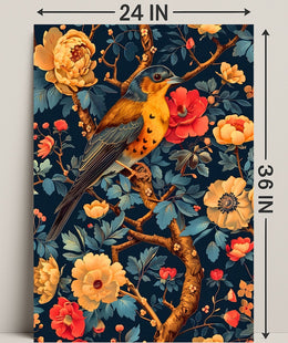Bird and Flower Botanical Art Print - Animal Poster