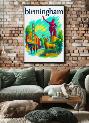 Birmingham Michigan Wall Art Vintage Travel Poster