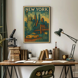 New York City Poster Vintage Travel Cityscape Wall Art