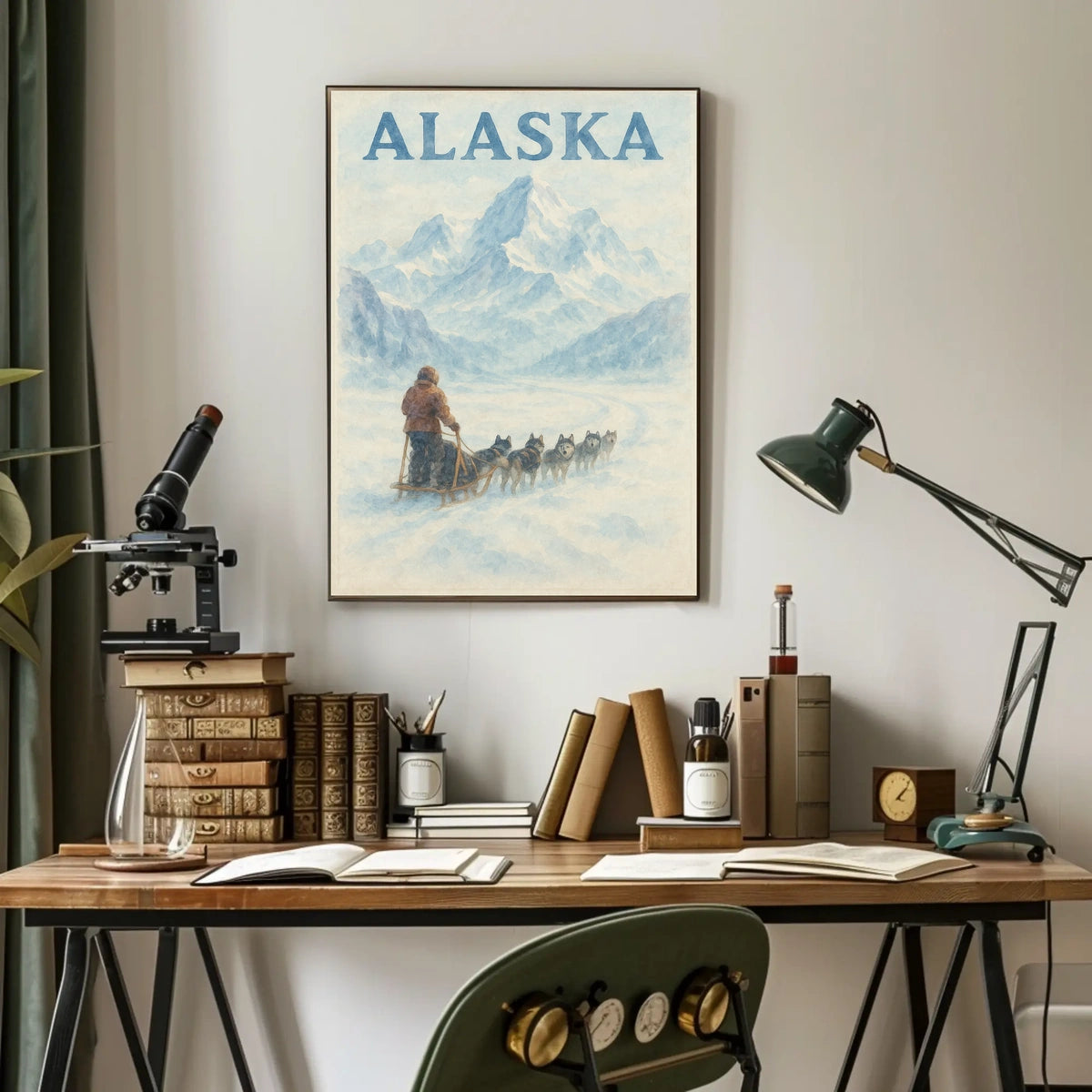 Alaska Dog Sledding Vintage Travel Poster