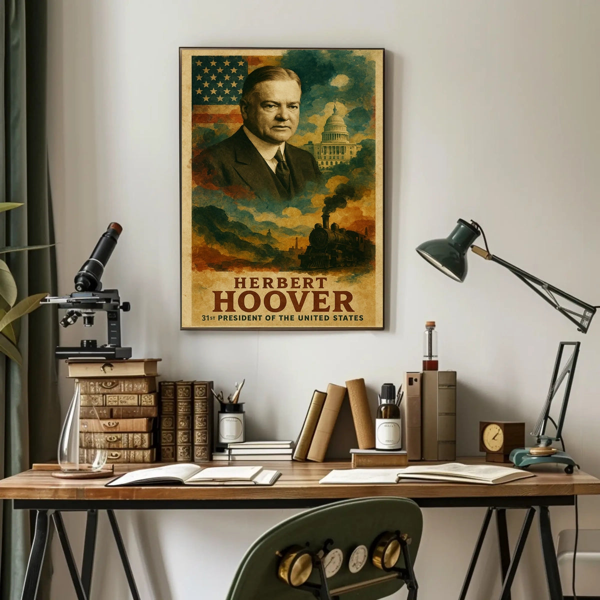 Herbert Hoover 31st President of the United States Layered Digital Collage Poster