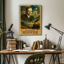Herbert Hoover 31st President of the United States Layered Digital Collage Poster