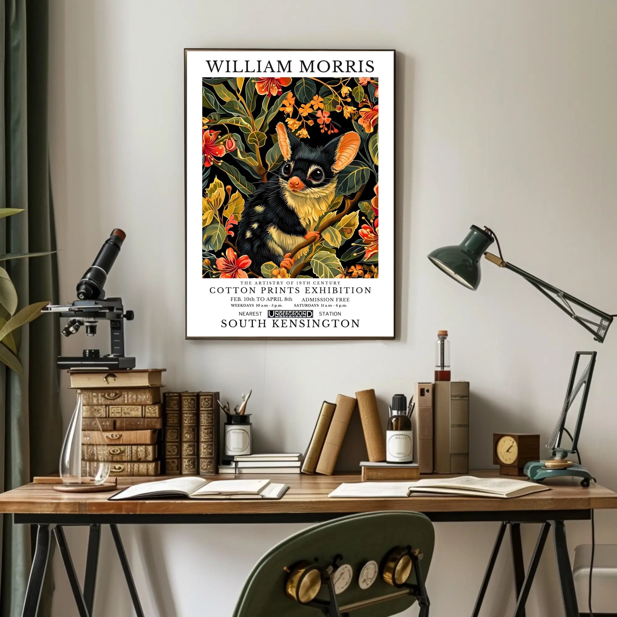 Vibrant Possum in Floral Wonderland Artistic Poster