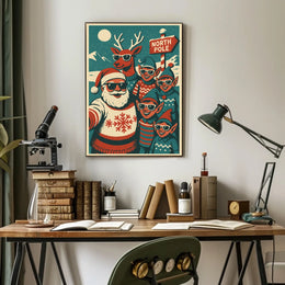 Festive North Pole Vintage Christmas Poster Art