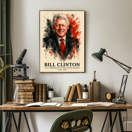 Bill Clinton Watercolor Portrait: Historical or Presidential Poster