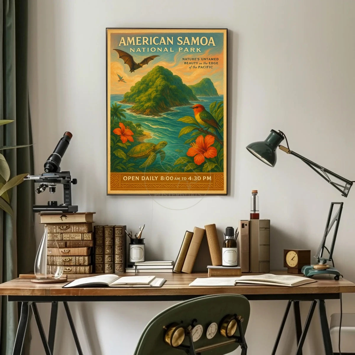 American Samoa National Park Vintage Travel Art Poster