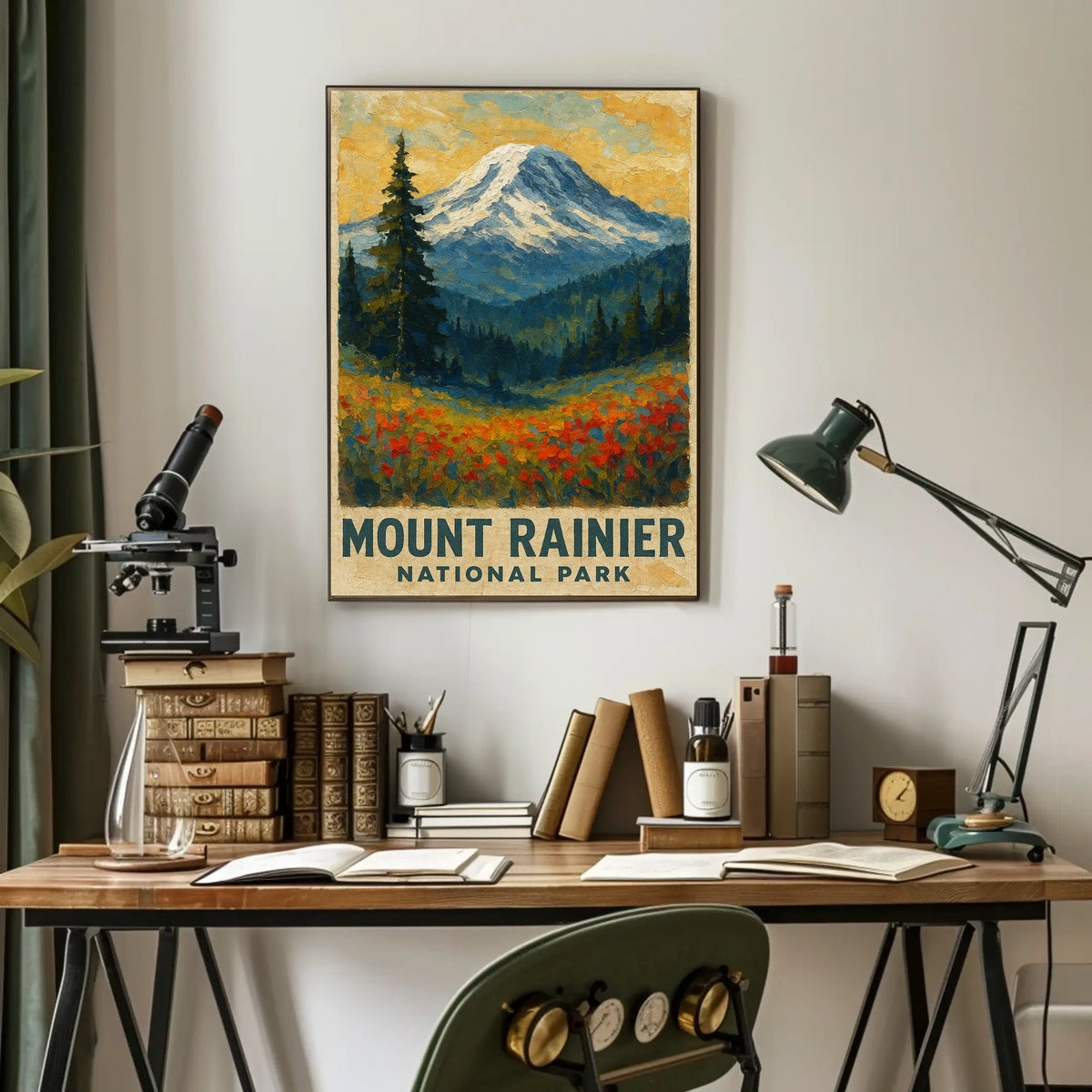 Mount Rainier National Park Wanderlust Vintage Ads Poster