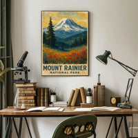 Mount Rainier National Park Wanderlust Vintage Ads Poster