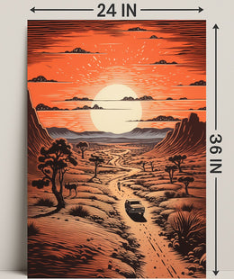 Desert Journey At Sunset Poster