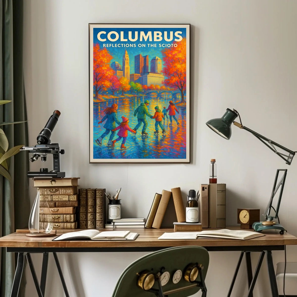 Columbus Reflections On The Scioto Poster