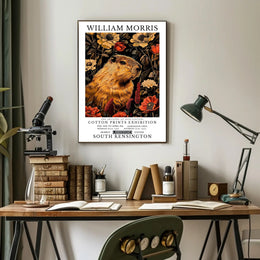 William Morris Exhibition with Capybara Artistic Poster