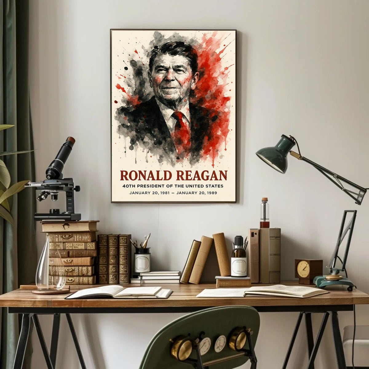 Ronald Reagan 40th President Retro 80s Poster