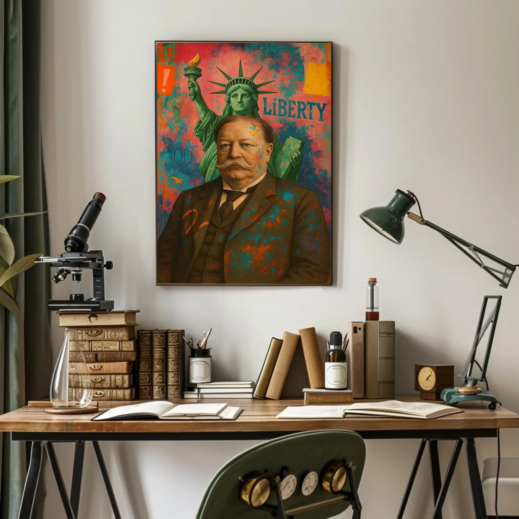 Liberty Meets Modern Chaos: Artistic or Pop Culture Poster
