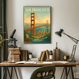 Vintage San Francisco Golden Gate Bridge Travel Poster