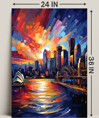 Vivid Cityscape At Sunset Poster