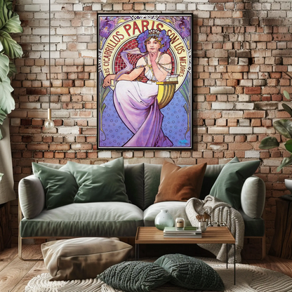 Paris Cigarette Art Nouveau Vintage Travel Poster