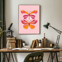 Stylized Butterflies on Pink: Abstract or Artistic Poster PosterGoat