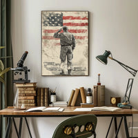 Honoring American Veteran Saluting Flag Scene Poster