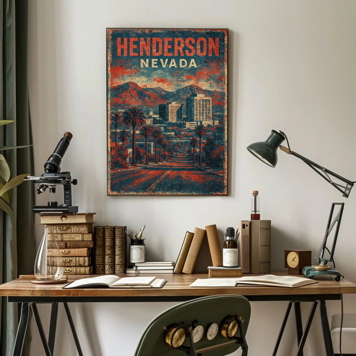 Henderson Cityscape Nostalgia Retro Travel Poster