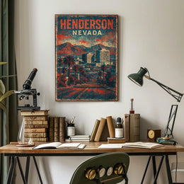 Henderson Cityscape Nostalgia Retro Travel Poster