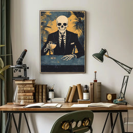 Skeleton in a Suit Elegant Macabre Tropical Poster