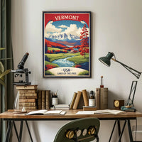 Vermont Autumn Scene Vintage Travel Poster