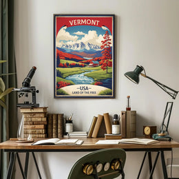 Vermont Autumn Scene Vintage Travel Poster