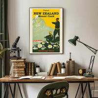 Mount Cook Travel Poster Vintage-Style Landscape