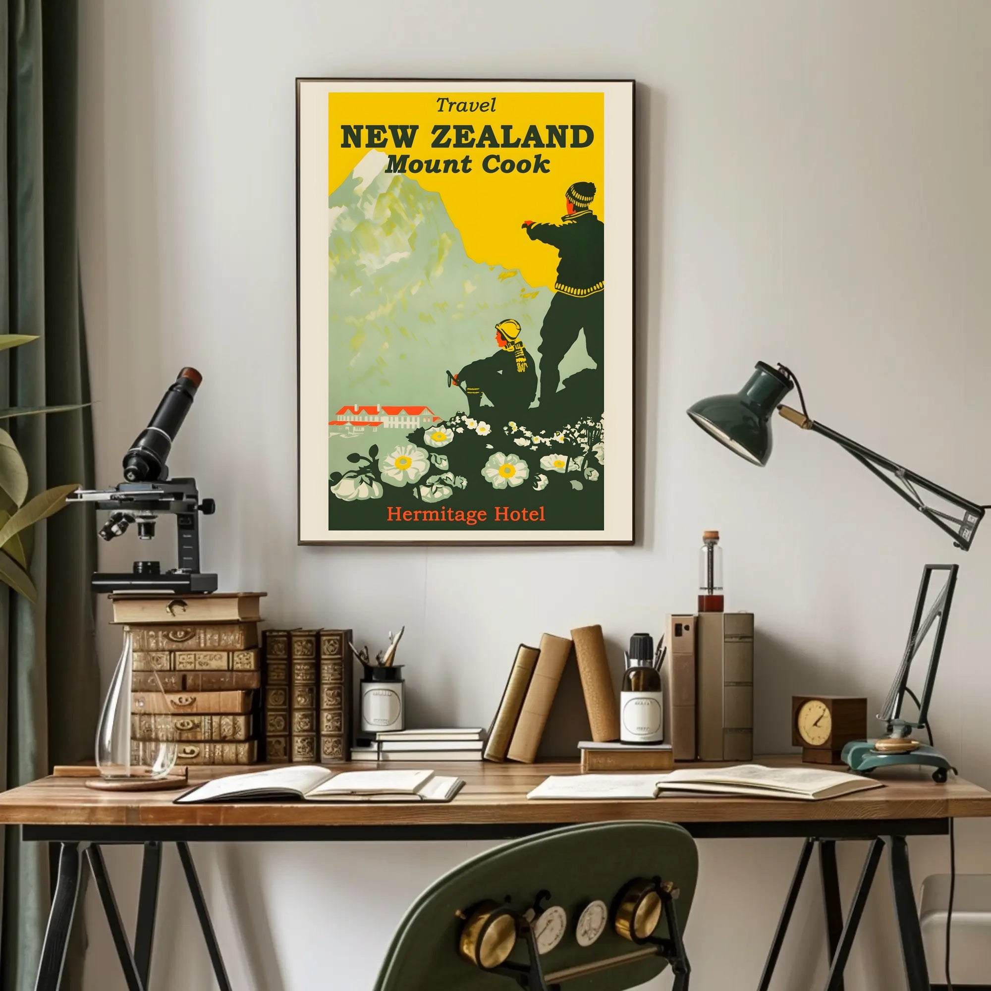 Mount Cook Travel Poster Vintage-Style Landscape