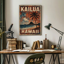Kailua Hawaii Beach Art Deco Nostalgic Poster