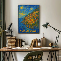 Amalfi Coast Starry Night Style Poster