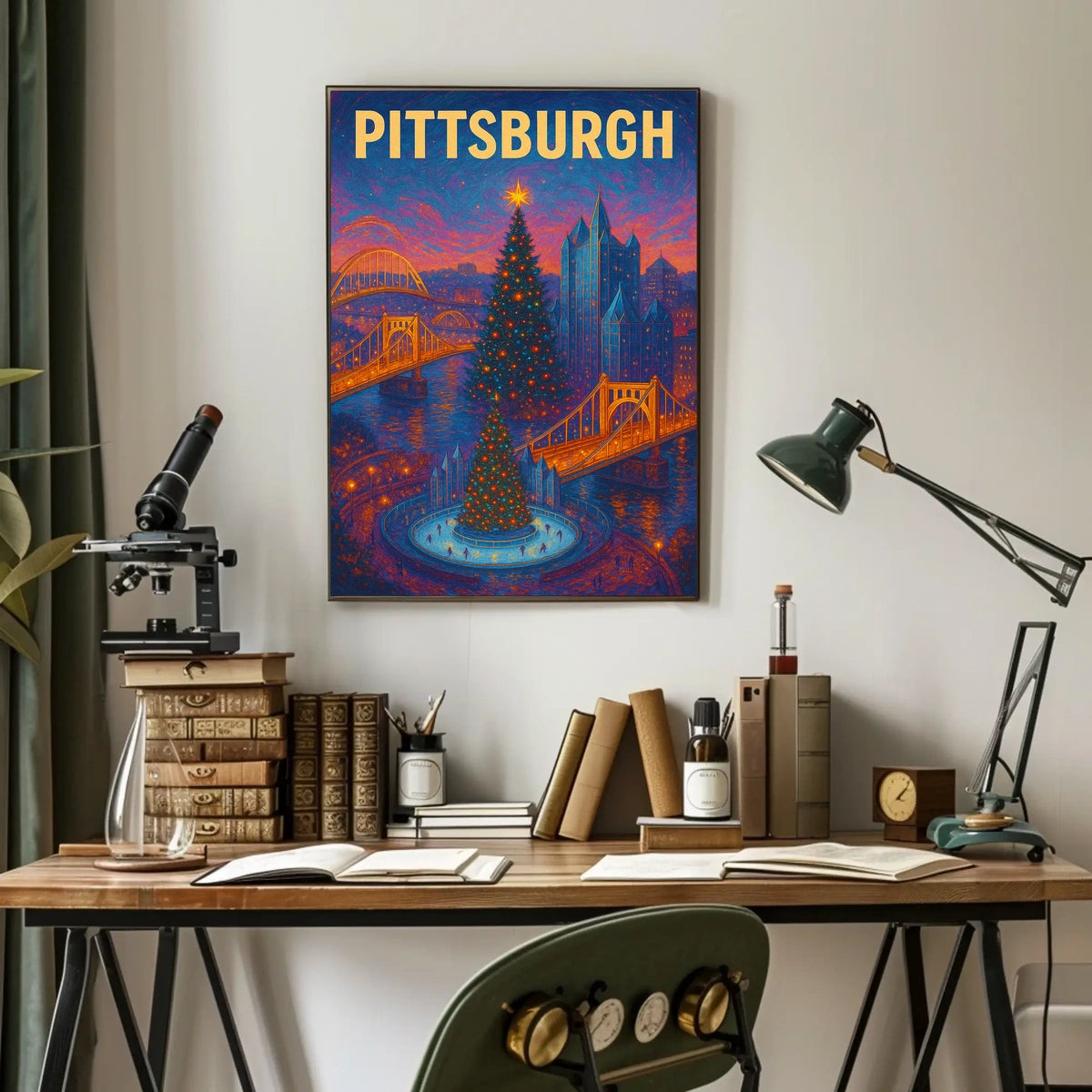 Pittsburgh Holiday Scene Poster